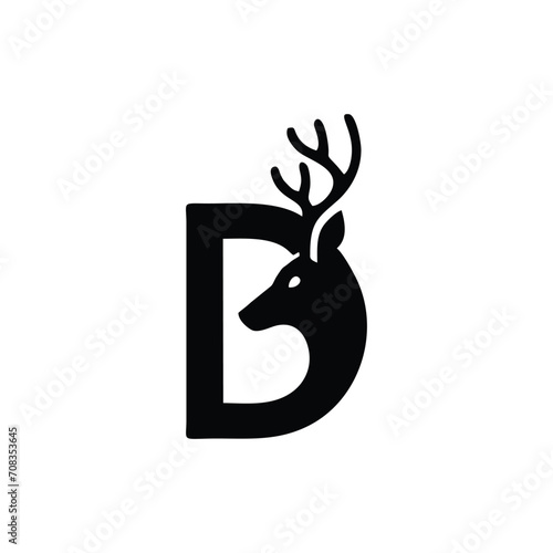 Sophisticated 'D' Logo with Stylized Deer Antlers