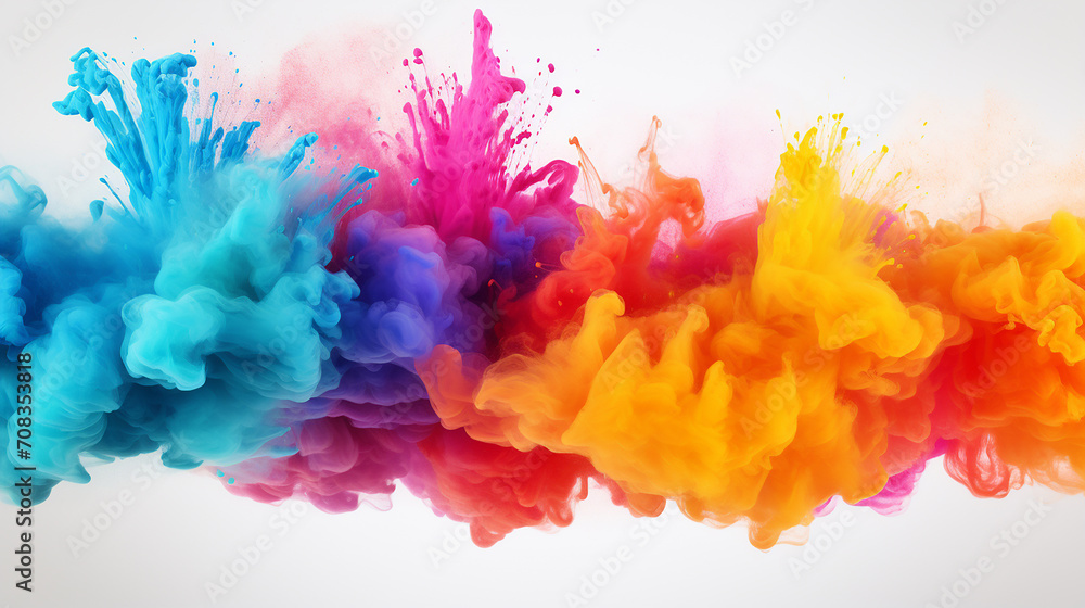 splash of colorful powder over white background