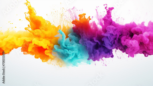 splash of colorful powder over white background photo