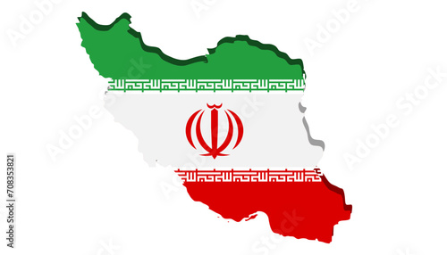 Islamic Republic of Iran, geographic map with flag on white background.