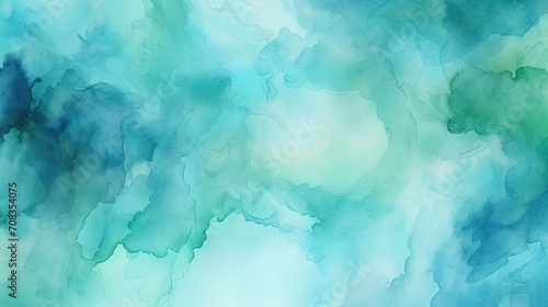 lue green watercolor background , blue green  Wave pattern watercolor photo
