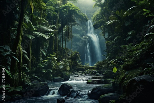 A river flowing in a forest or rainforest
