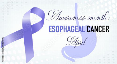 Esophageal Cancer Awareness Calligraphy Poster Design. Realistic Periwinkle Ribbon. April is Cancer Awareness Month. Vector