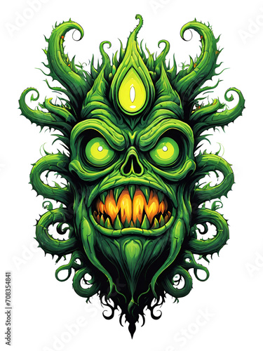 Obraz na płótnie Green monster plants character design illustration on transparent background w salonie