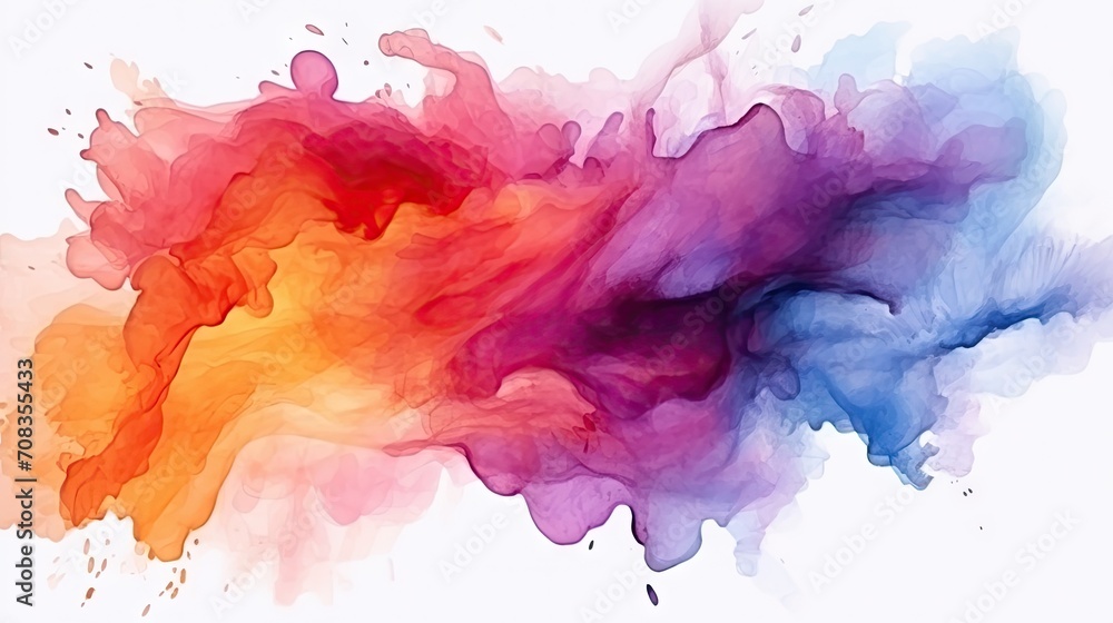Fototapeta premium abstract colorful watercolor background, Colorful smoke watercolor against a white background, perfect for vibrant and artistic designs. posters, covers, and artistic projects.splash watercolor