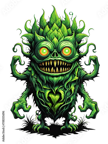 Obraz na płótnie Green monster plants character design illustration on transparent background w salonie