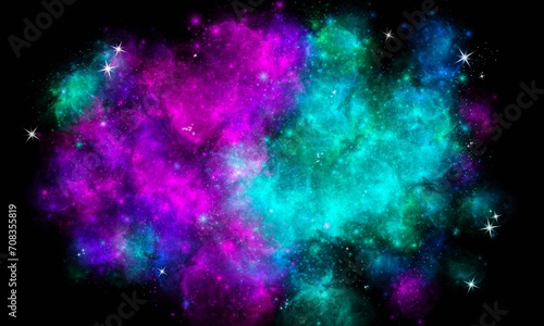 Purple and Green Space Galaxy Nebula Background Wallpaper © Niesha