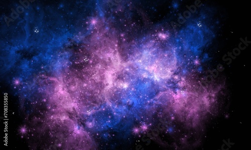 Fototapeta Naklejka Na Ścianę i Meble -  Pink and Blue Space Galaxy Nebula Background Wallpaper