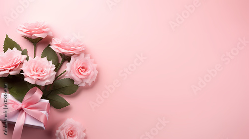 Beautiful pink rose bouquet flowers background, symbol of Valentine's Day, wedding, love © jiejie