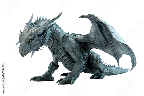 chilling illustration  mythical creature, its terrifying features prominently displayed on a white background. © Only PNG