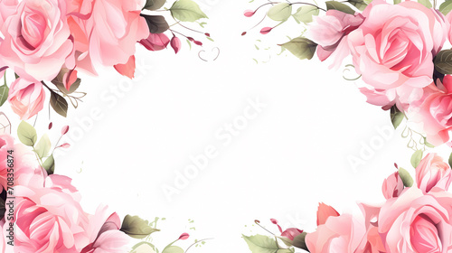 Empty floral frame with copy space for greeting card or invitation design