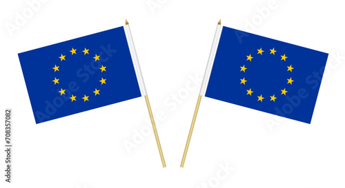 State symbol of the flag of the European Union, national banner. Greeting card of the political and economic union of 27 member countries located mainly in Europe. Illustration banner, EU flag.