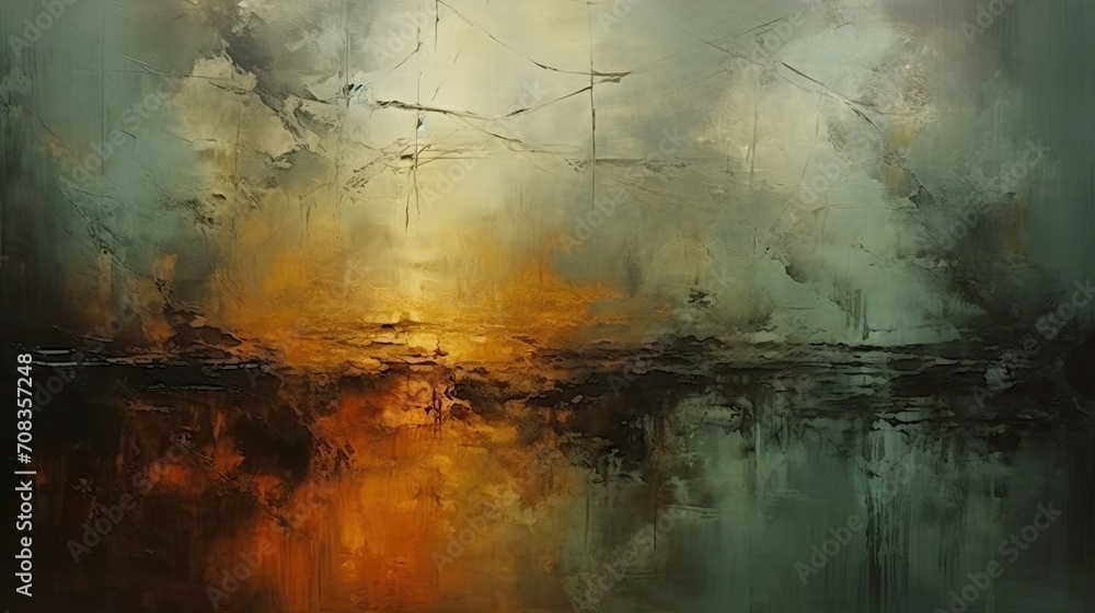 Green and orange abstract is a vibrant and expressive painting suitable ...