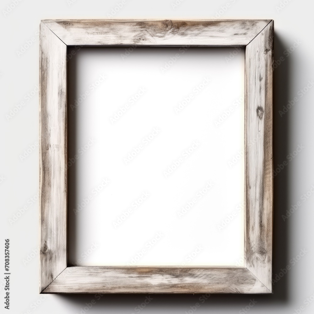 Fototapeta premium white picture frames isolated on white background..old wood picture frame on white background 