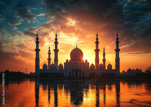 Silhouette of a Mosque in Twilight
