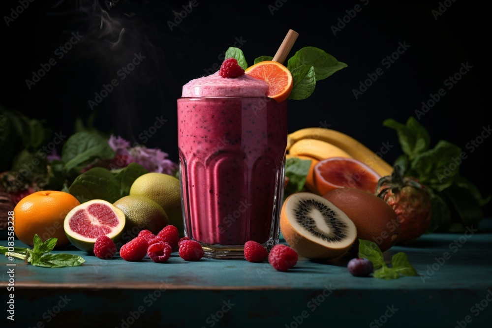 A mixed berries smoothie or shake A mixed berries smoothie or shake