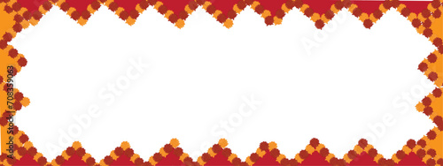 Traditional indian marigold floral garland vector,wedding and festival decoration,border flower decoration with transparent background	