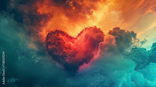 Valentine Delight Sparkling Hearts Background, Watercolor illustration heart backgr ound, generative AI © OOTIDI