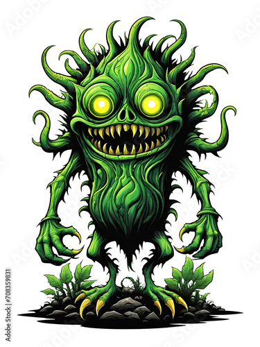 Obraz na płótnie Green monster plants character design illustration on transparent background w salonie