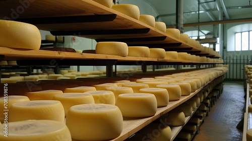 Cheese production, products ready for automatic packaging. The concept of automated food production.