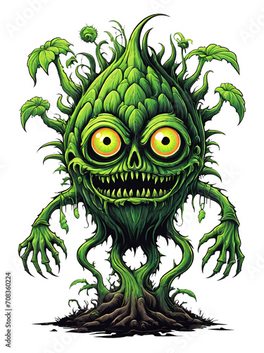 Obraz na płótnie Green monster plants character design illustration on transparent background w salonie