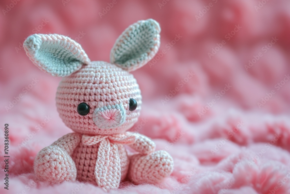 A Picture of a Crocheted Cute Rabbit, Ai Generated A Picture of a Crocheted Cute Rabbit, Ai Generated