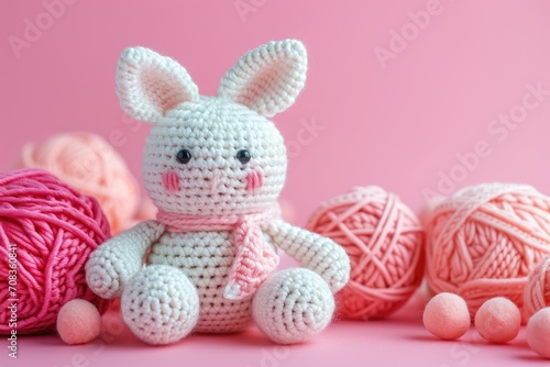 A Picture of a Crocheted Cute Rabbit, Ai Generated