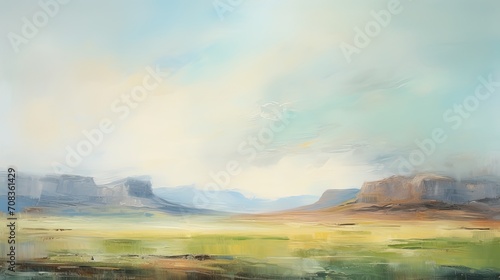 an abstract oil landscape painting with texture brush