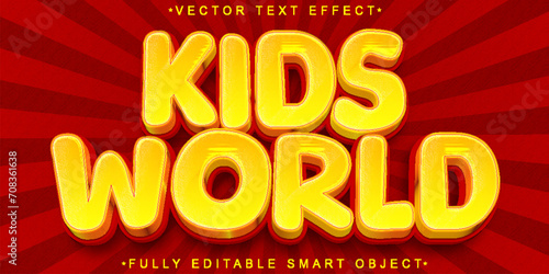 Cartoon Orange Kids World Vector Fully Editable Smart Object Text Effect