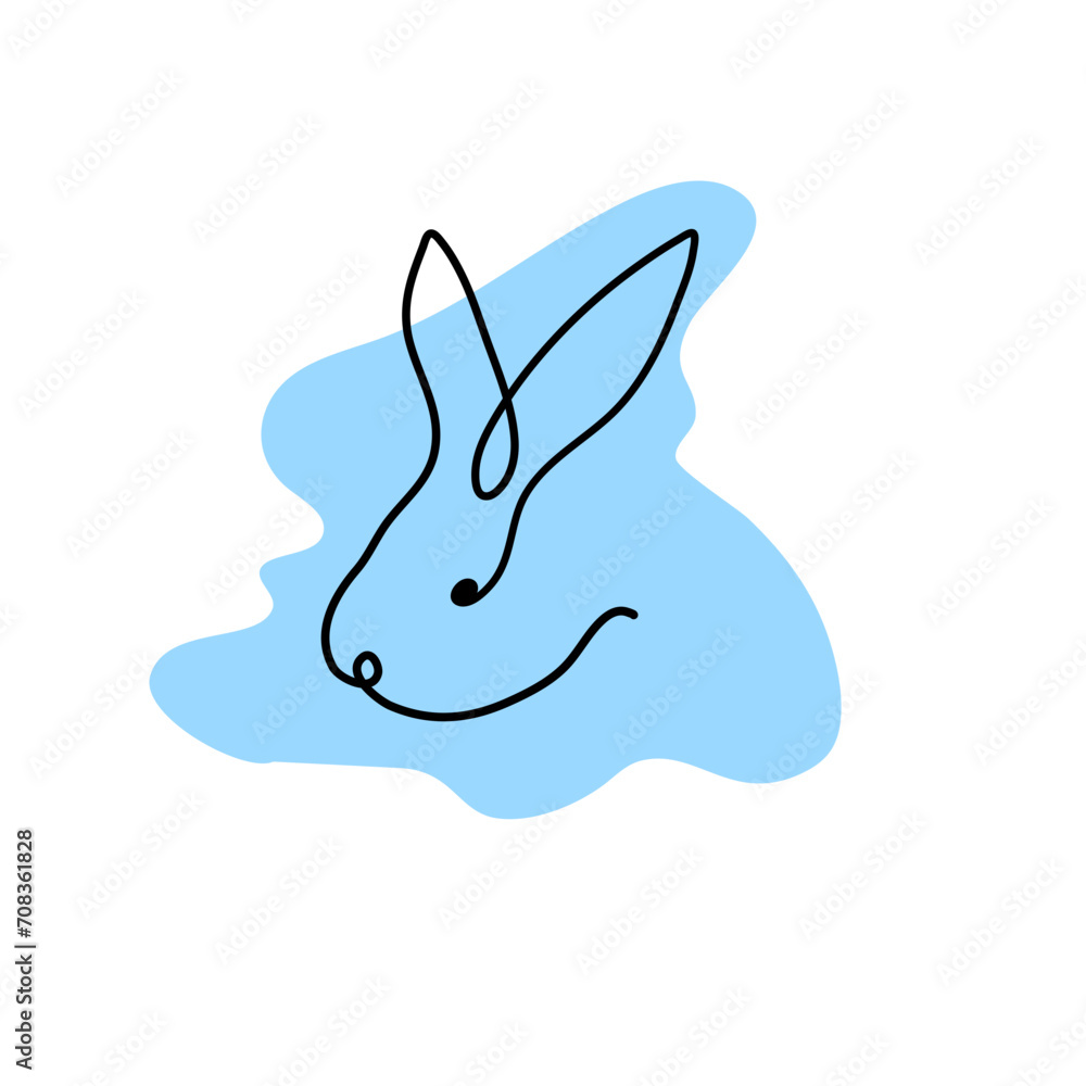 Easter bunny in simple one line style