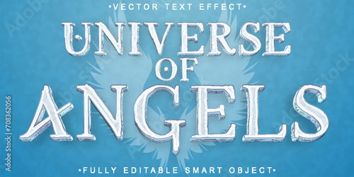 White Clean Universe Of Angels Vector Fully Editable Smart Object Text Effect