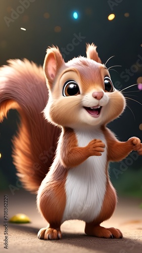 Cute baby squirrel, baby animals, Cute baby squirrel with happy face, Beautiful animals © Art by H