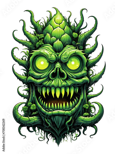 Obraz na płótnie Green monster plants character design illustration on transparent background w salonie