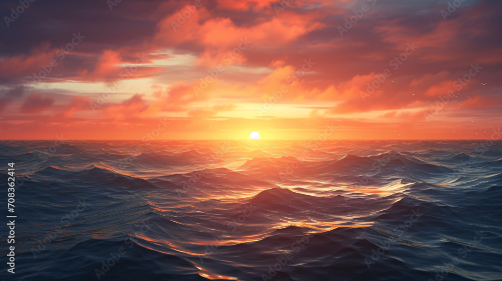 Sunrise over the sea AI generated