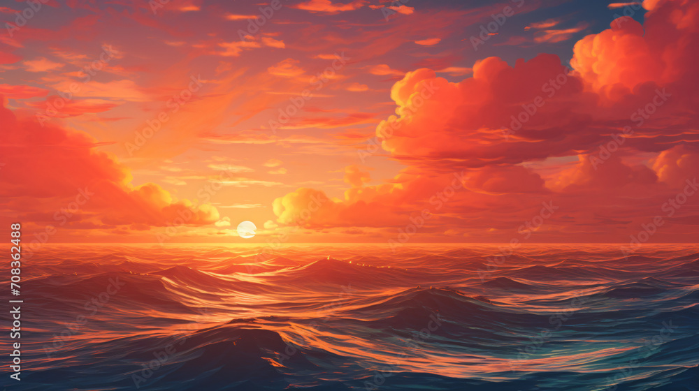 Sunrise over the sea AI generated