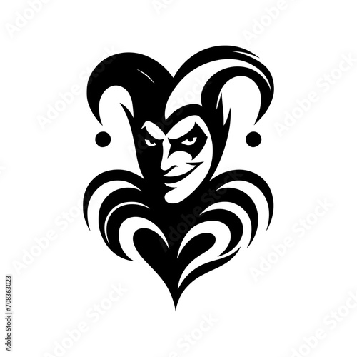 Vector logo of a jester. black and white logo of a medieval joker. professional logo for a clown.