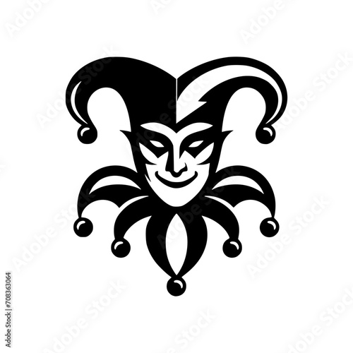 Vector logo of a jester. black and white logo of a medieval joker. professional logo for a clown.