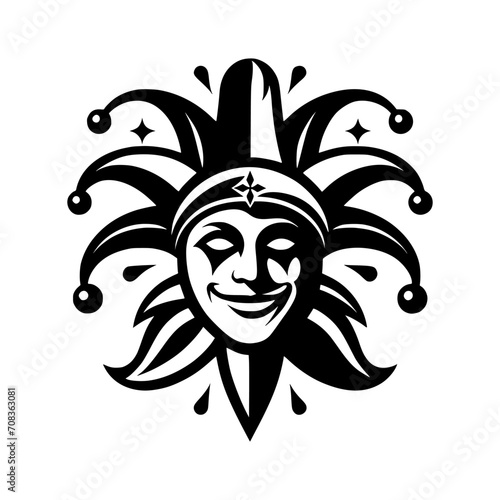 Vector logo of a jester. black and white logo of a medieval joker. professional logo for a clown.