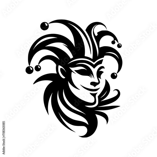 Vector logo of a jester. black and white logo of a medieval joker. professional logo for a clown.