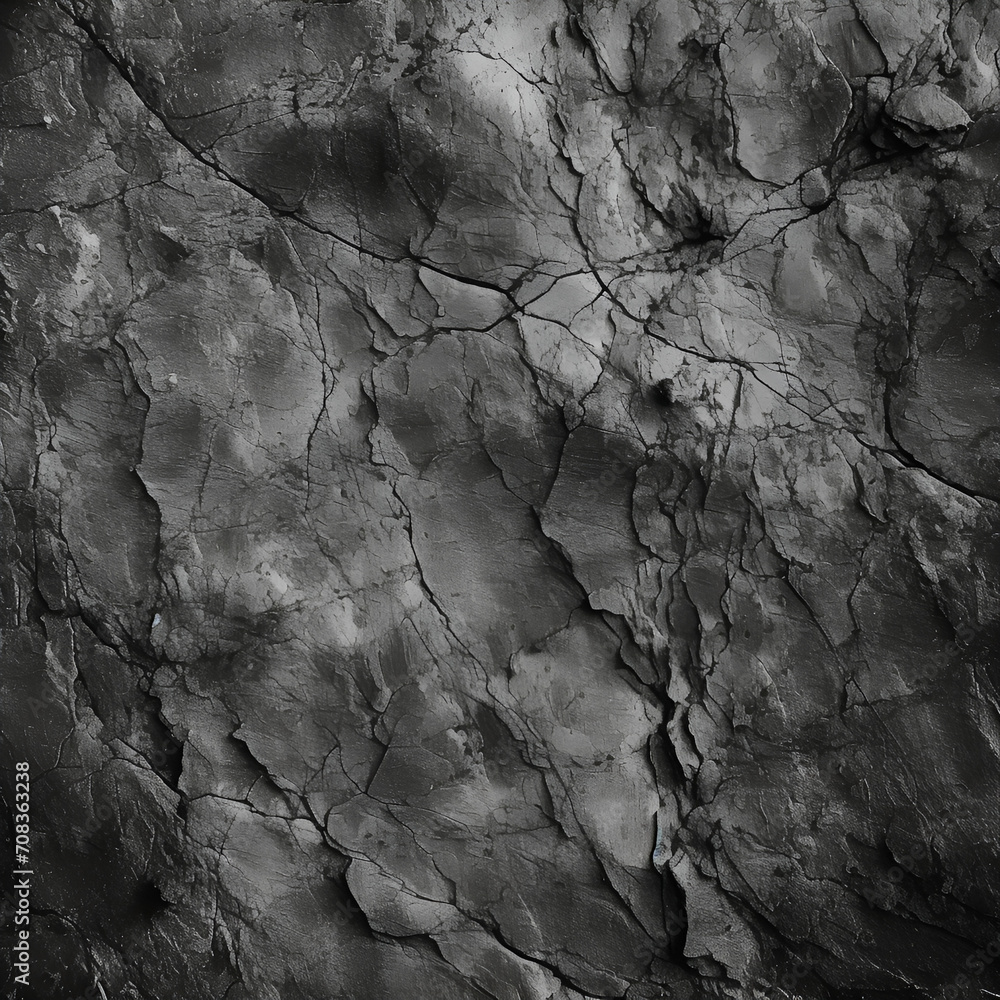 Black white stone texture. Rock surface. Close-up. Like a old rough concrete wall. Dark gray grunge background with space for design. Template. Backdrop