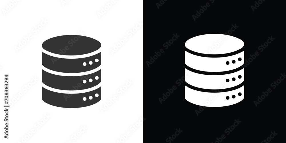 Data server icon on black and white  - obrazy, fototapety, plakaty 
