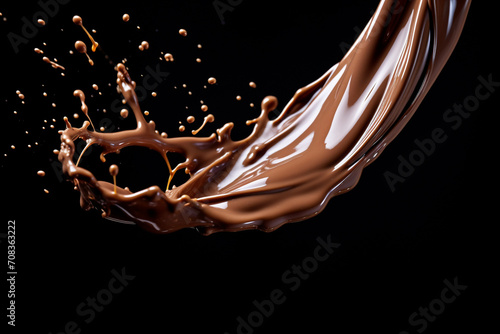 Image of dark Chocolate splash isolated on white background. photo