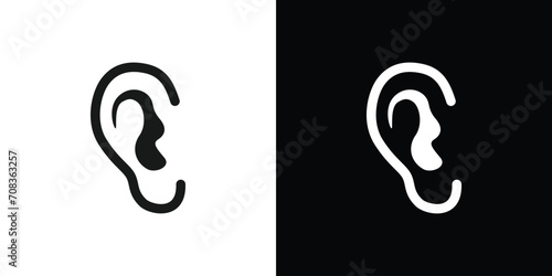 ear icon on black and white photo