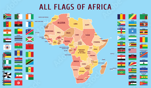 Map of Africa with flags.