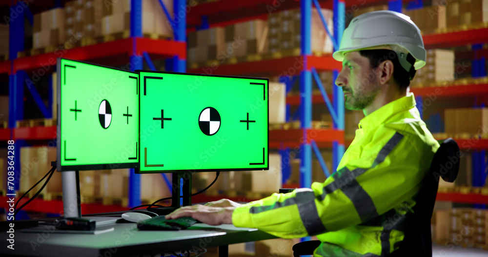 Obraz premium Engineer Using PC Monitor