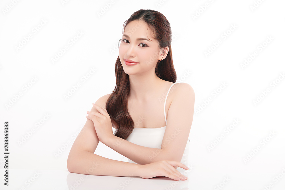 Beautiful young asian woman with clean fresh skin on white background, Face care, Facial treatment, Cosmetology, beauty and spa, Asian women portrait. Beautiful young asian woman with clean fresh skin on white background, Face care, Facial treatment, Cosmetology, beauty and spa, Asian women portrait.