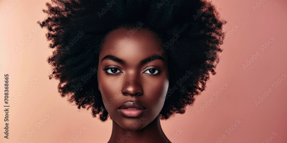 Fototapeta premium Close up of a confident young woman with a peach copyspace background for text