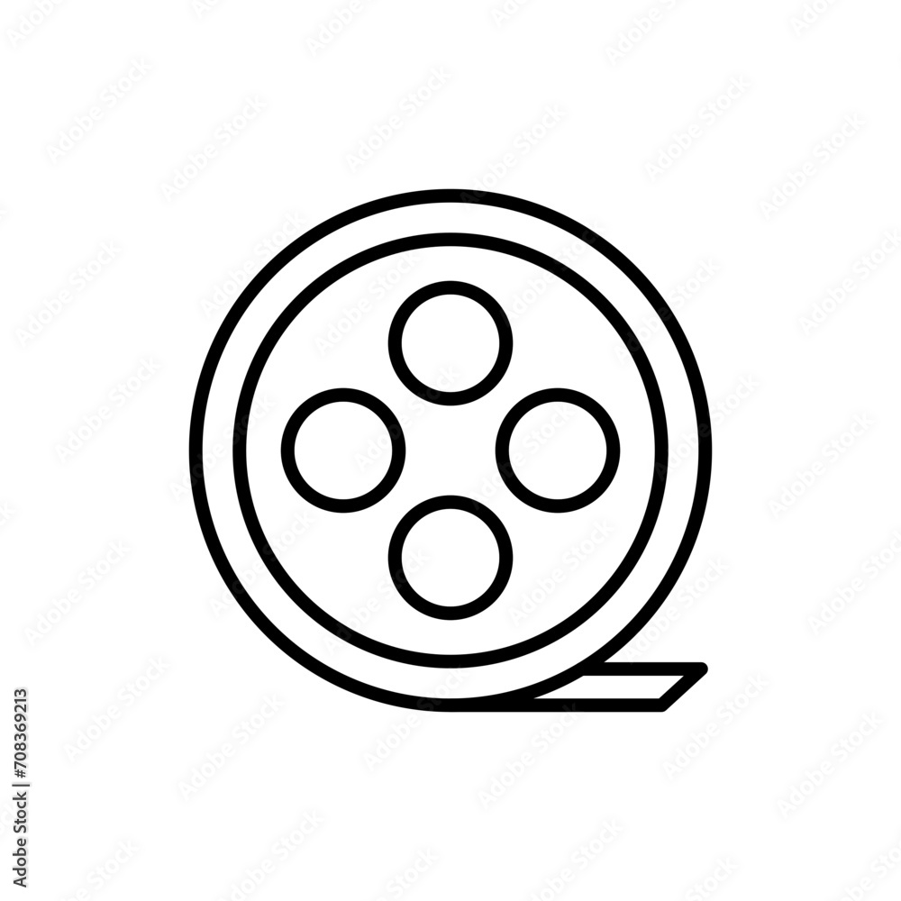 Film reel outline icons, minimalist vector illustration ,simple transparent graphic element .Isolated on white background