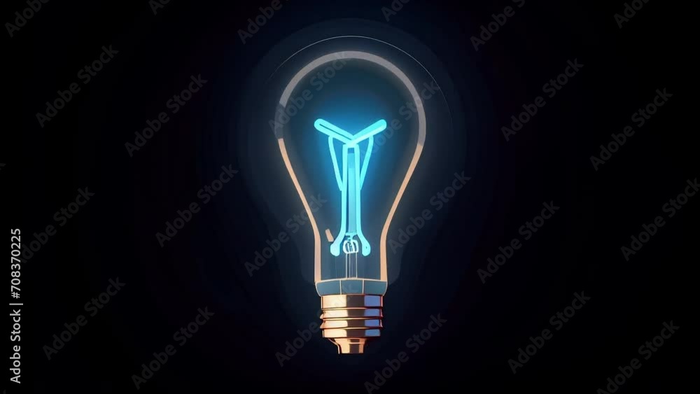 Glowing light bulb - symbol of concept, new ideas and brainstorming. Loopable background. AI generated Glowing light bulb - symbol of concept, new ideas and brainstorming. Loopable background. AI generated