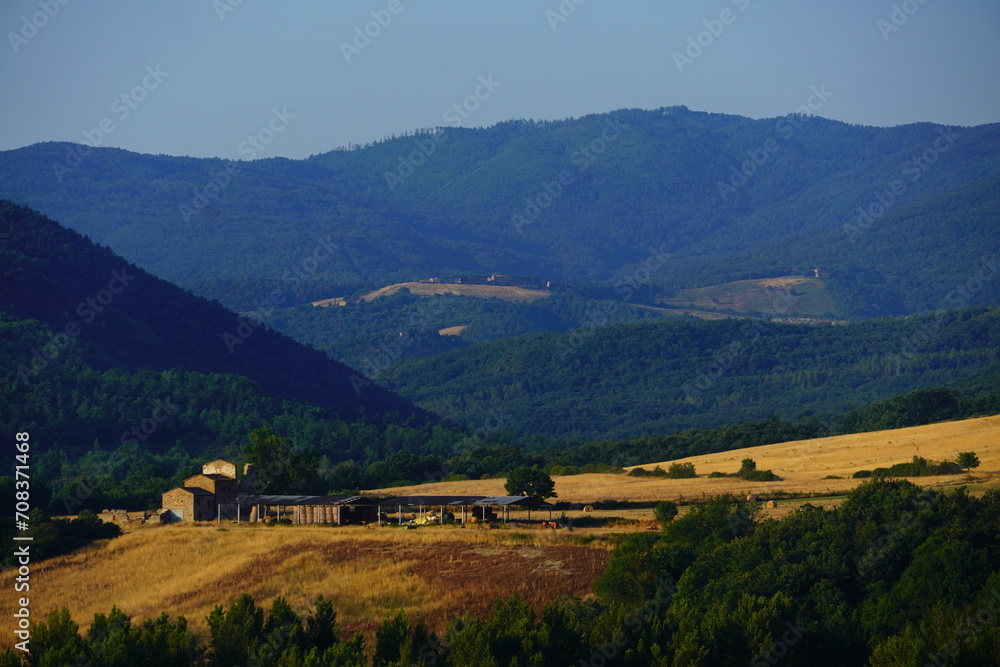 Morning summer landscape in Italy in Toscana